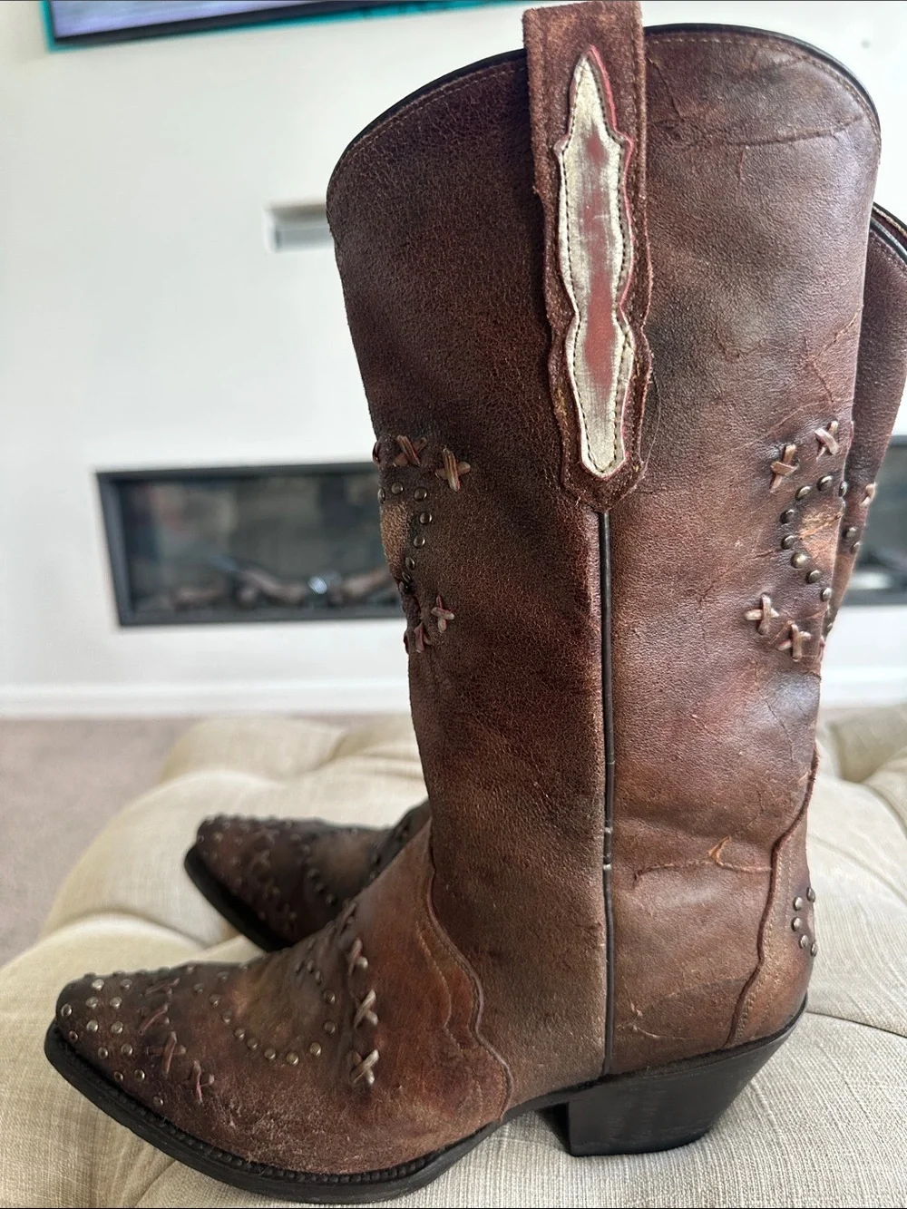 Dan Post Brown Studded Western Ankle Boots